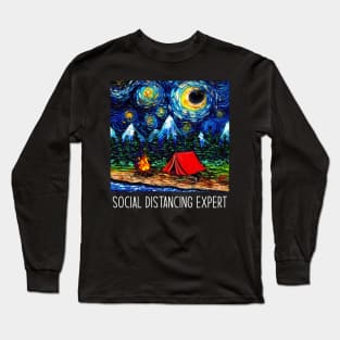 Social Distancing Expert Starry Night Camping Long Sleeve T-Shirt